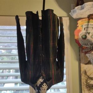 FOX CROFT GREEN AND BLACK BLOUSE.